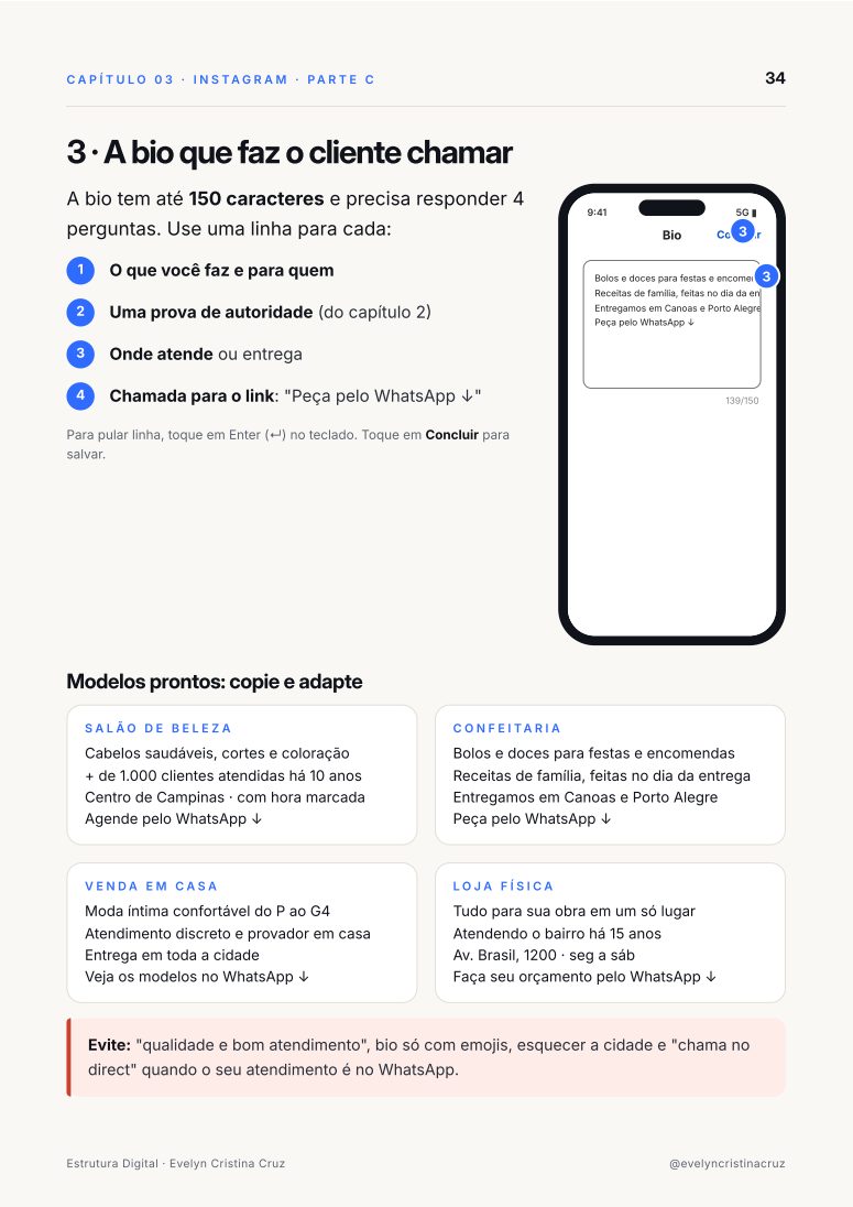 Página do manual: modelos de bio para Instagram